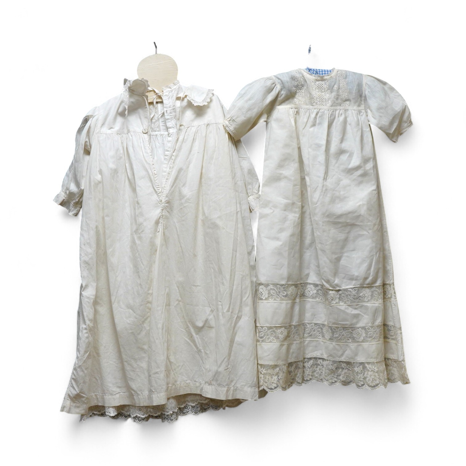 Three 20th century baby’s cotton and machine lace night-dresses